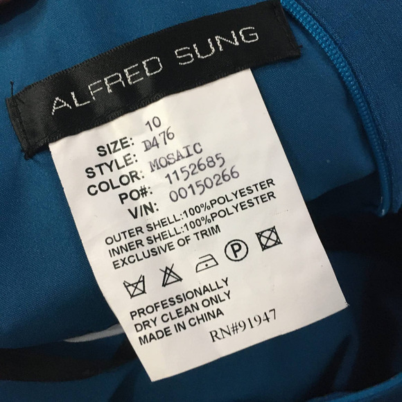 NWT Alfred Sung Women's Mosaic Dupioni Dress Size 10 Blue, Cocktail, Formal, - Picture 12 of 16